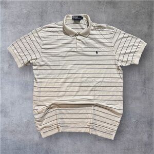 Polo by Ralph Lauren Men's Beige Striped Polo Shirt